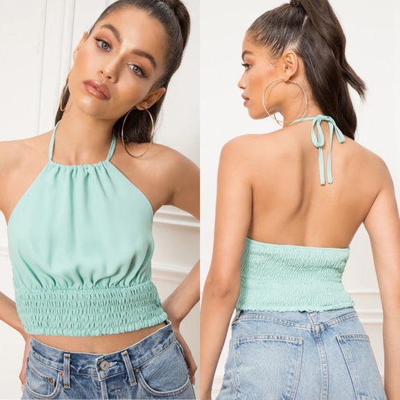 NWT Superdown Revolve Halter Neck Tie Crop Top - Picture 9 of 9